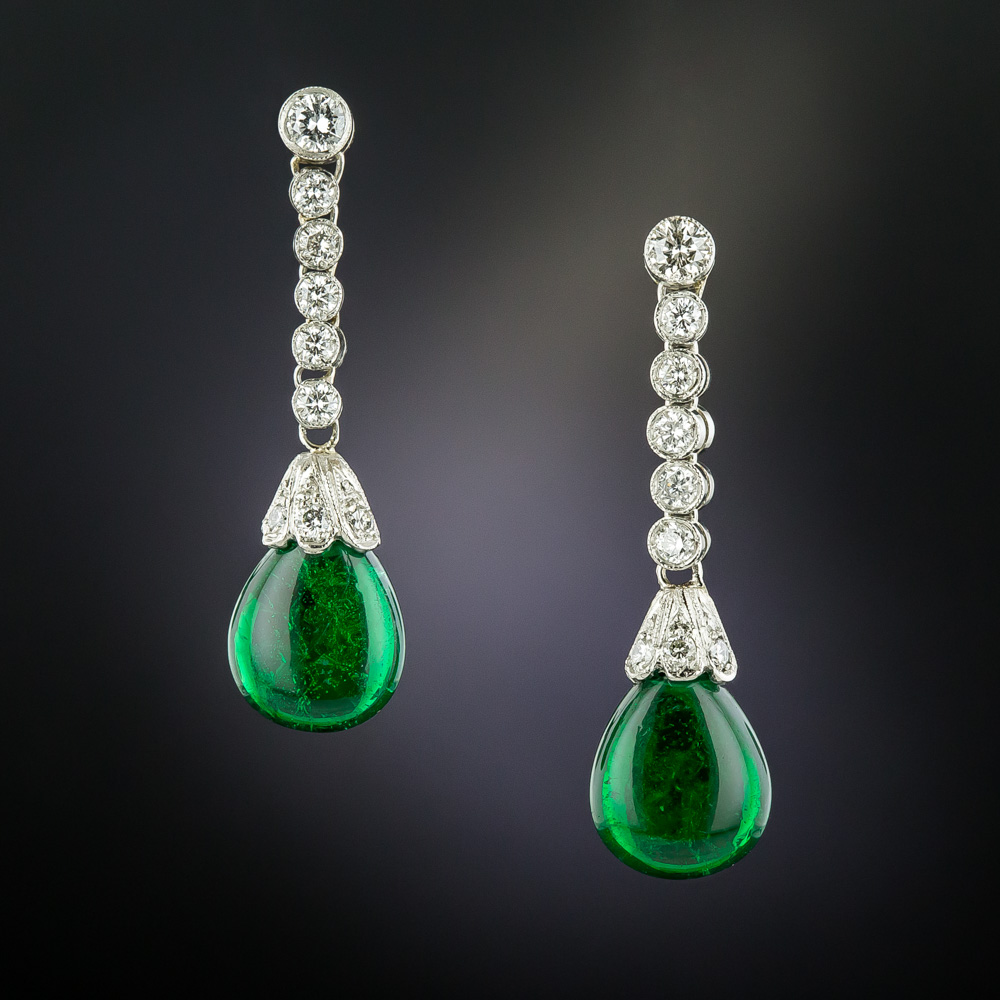 Rosecut Diamond and Emerald Earrings  T H E L I N E