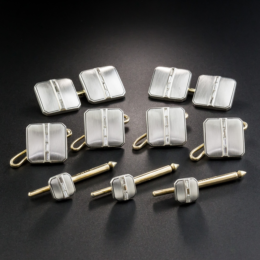 Cartier Art Deco Platinum Diamond Dress Set in Original Box