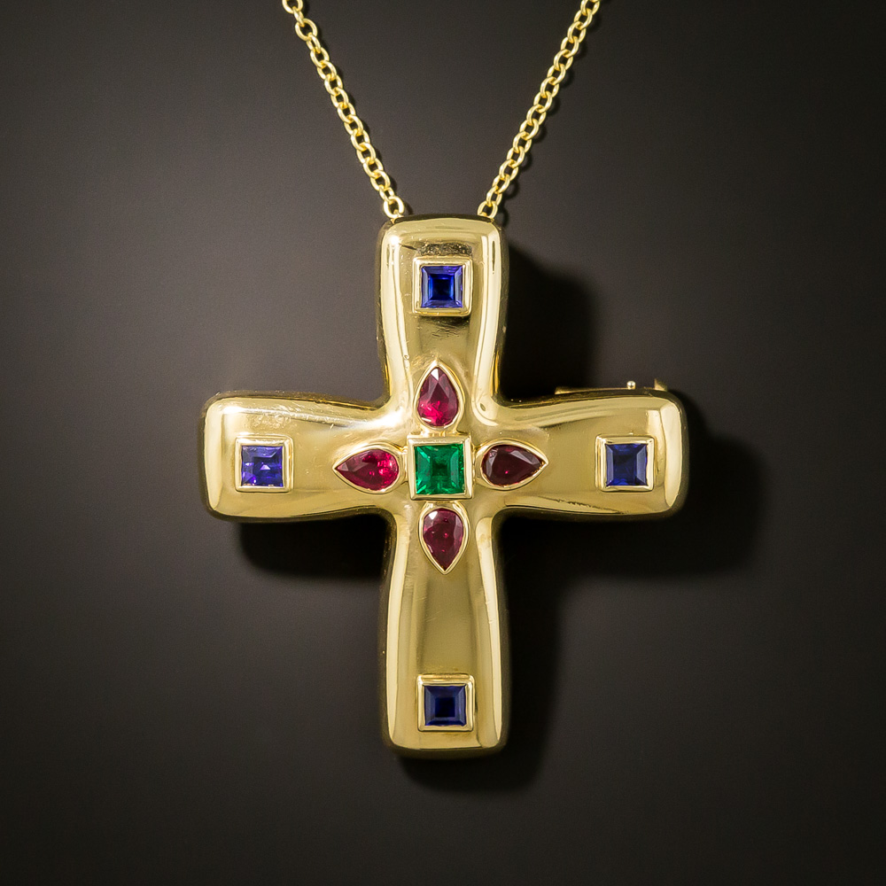Olive Wood Cross Pendant - Byzantine Cross | Mimosura Jewellery for Kids