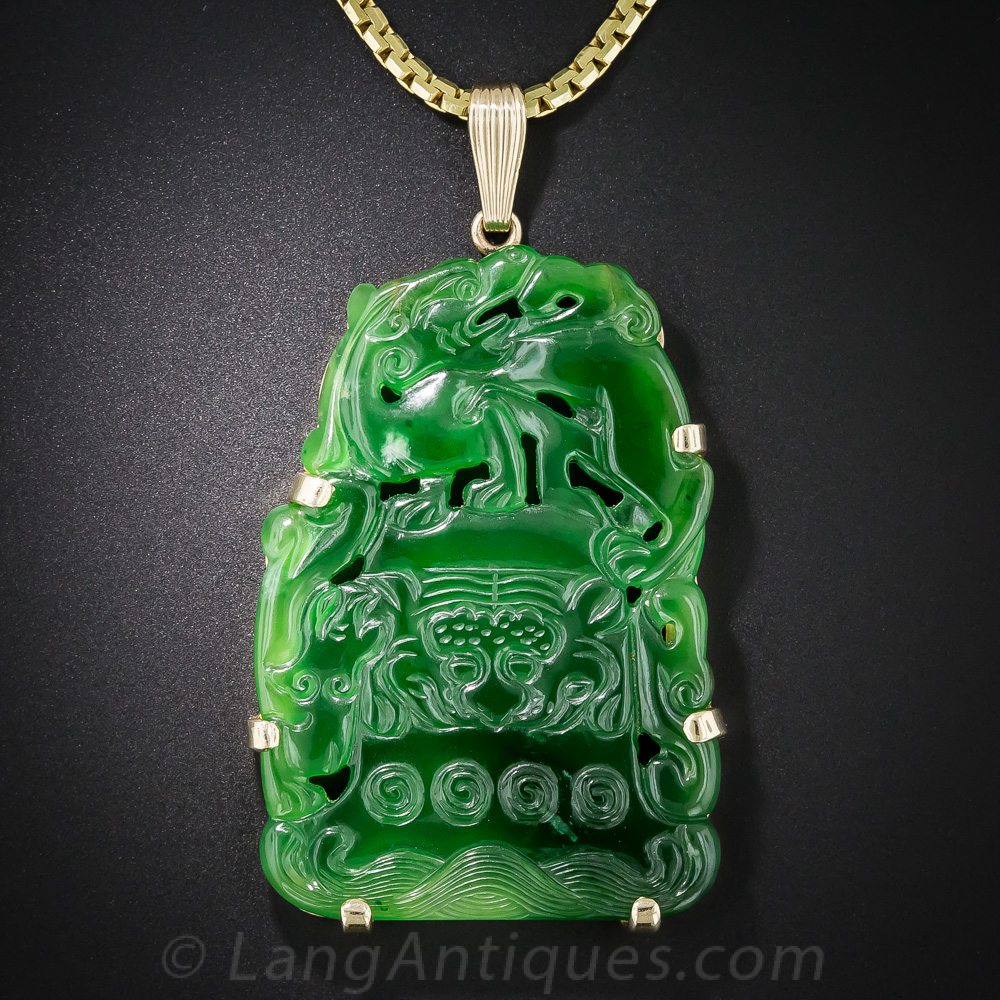 Carved Natural Jadeite Pendant