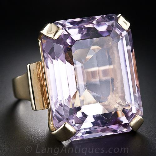 Colossal Mid-Century Kunzite Ring