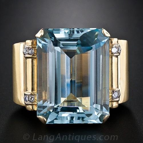 Colossal Retro Aquamarine Ring