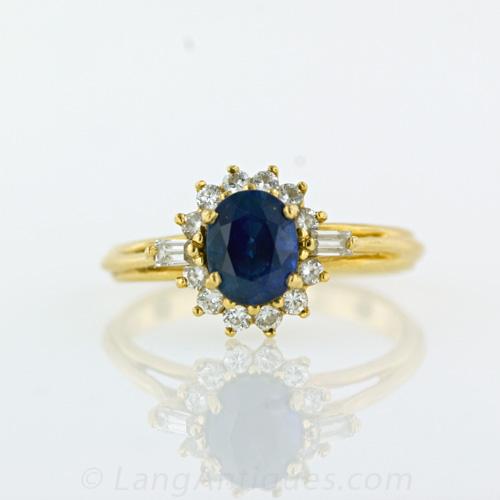 Contemporary Sapphire and Diamond Princess Ring