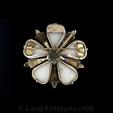 Antique Conch Shell Flower Pin