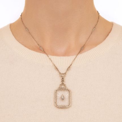 Dinner Roll Rock Crystal Necklace