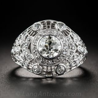 1.00 Carat Edwardian/Art Deco Platinum Diamond Ring - 4