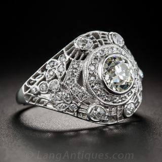 1.00 Carat Edwardian/Art Deco Platinum Diamond Ring