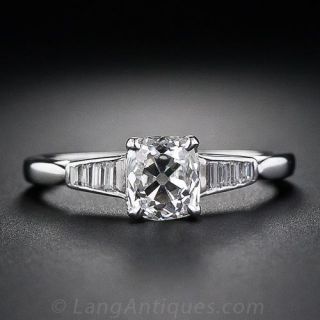 1.01 Carat Antique Cushion-Cut Diamond Engagement Ring