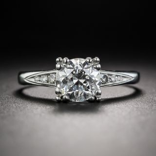 1.02 Carat Diamond Platinum Vintage Engagement Ring - GIA F SI1 - 1