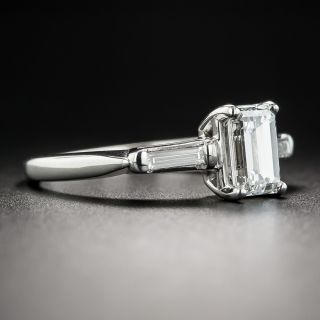 1.02 Carat Emerald-Cut Diamond Platinum Engagement Ring - GIA F VS1