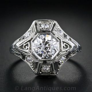 1.05 Carat Diamond Art Deco Engagement Ring - 2