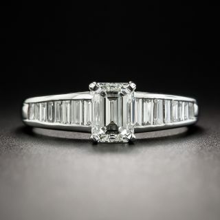 1.06 Carat Emerald-Cut Diamond Platinum Engagement Ring - GIA J VVS2