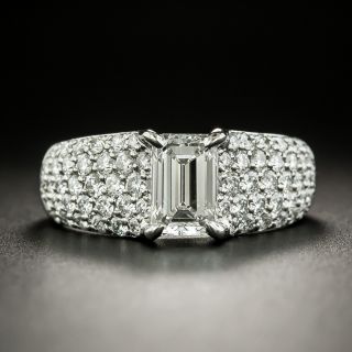 1.10 Carat Emerald-Cut Diamond Pavé Ring - GIA E VVS2 - 2