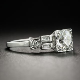 1.11 Carat Art Deco Diamond Platinum Engagement Ring - GIA L VS1
