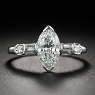 1.18 Carat Marquise Diamond Mid-Century Engagement Ring - GIA G VS1