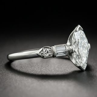 1.18 Carat Marquise Diamond Mid-Century Engagement Ring - GIA G VS1