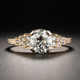 1.19 Carat Art Deco Style Diamond and Rose Gold Engagement Ring -  GIA K SI1 - 2
