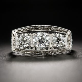 1.20 Carat Art Deco Platinum and Diamond Three-Stone Ring