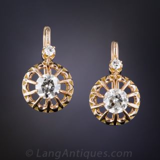 1.20 Carat Vintage Diamond Drop Earrings