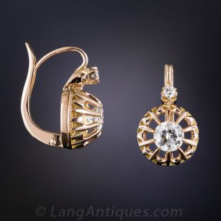 1.20 Carat Vintage Diamond Drop Earrings
