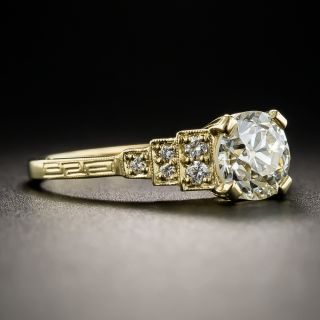  1.21 Carat Art Deco Style European-Cut Diamond Ring - GIA L VS2