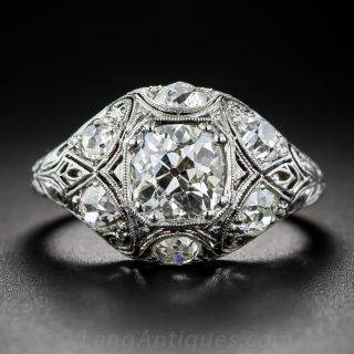 1.23 Diamond and Platinum Art Deco Ring - GIA - 1