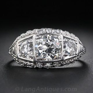 1.25 Carat Center Diamond Vintage Three-Stone Ring
