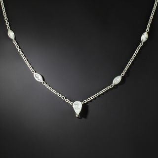 1.25 Carat Pear-Shaped Diamond and Marquise Diamond Necklace - GIA G SI2 - 1