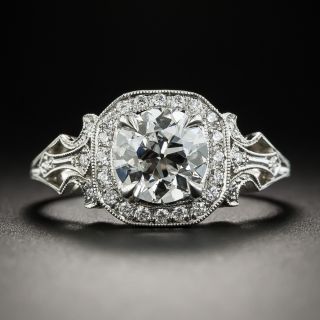 1.27 Carat European-Cut Diamond Platinum Engagement Ring by Lang - GIA H VS1 - 1