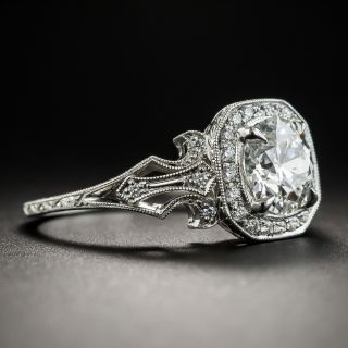 1.27 Carat European-Cut Diamond Platinum Engagement Ring by Lang - GIA H VS1