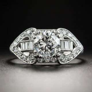 1.32 Carat Diamond Platinum Mid-Century Engagement Ring - GIA G SI1 - 1
