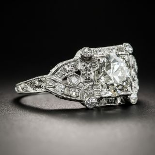 1.35 Carat Art Deco Diamond Platinum Engagement Ring - GIA L SI2