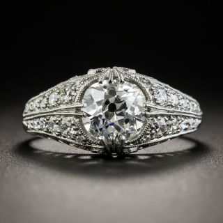 1.35 Carat Platinum Diamond Art Deco Engagement Ring - GIA H I1