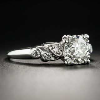 1.39 Carat Diamond Platinum Vintage Engagement Ring - GIA J VS1