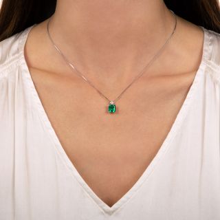 1.49 Carat Fine Colombian Emerald and Diamond Drop - GIA F1