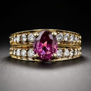 1.50 Carat Violet Pink Sapphire and Diamond Ring