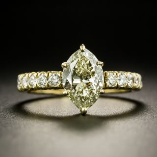 1.51 Carat 'Fancy Brownish Greenish Yellow' Marquise Diamond Ring - GIA - 2