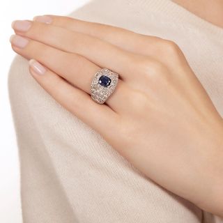 1.58 Carat No-Heat Cambodian Sapphire and Diamond Ring - GIA 