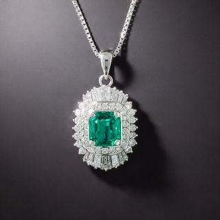 1.60 Carat No-Treatment Colombian Emerald and Diamond Pendant - GIA - 2