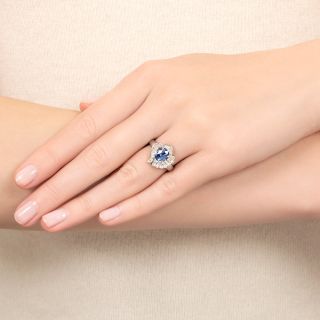 1.71 Carat No-Heat Burma Sapphire and Diamond Ring