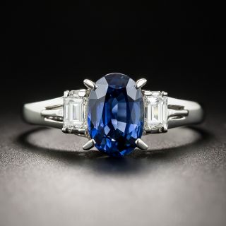 1.73 Carat Sapphire Platinum and Diamond Ring