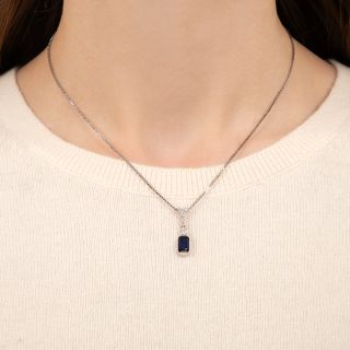 1.74 Carat Emerald-Cut Sapphire and Diamond Pendant