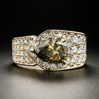1.79 Carat Fancy Dark Yellowish Brown Pear Shaped Diamond Ring - GIA - 2