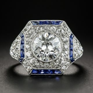 1.81 Carat Art Deco Style Ring with Calibre Sapphires - 1