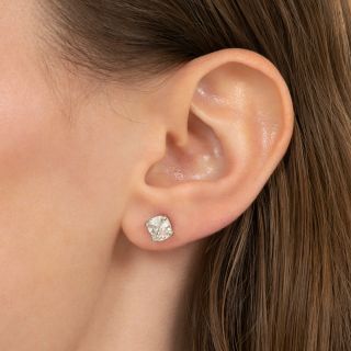 1.81 Carat Cushion-Cut Diamond Stud Earrings - GIA