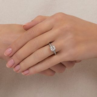 1.02 Carat Diamond Platinum Vintage Engagement Ring - GIA F SI1