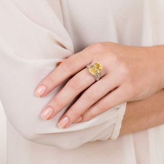 11.15 Carat Yellow Sapphire and Diamond Ring