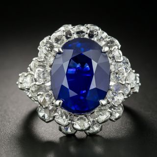 11.67 Carat Ceylon Sapphire and Rose-Cut Diamond Ring - 3