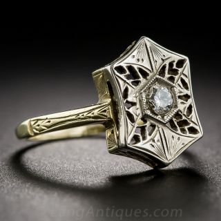 14K Two-Tone Art Deco Diamond Ring