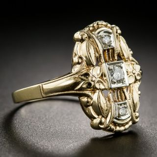 14K Two-Tone Gold Art Deco Diamond Ring